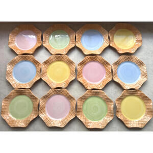 Williams Sonoma Waffle Cone Ice Cream 7" Dessert Plates, 12  Pastel Colors